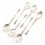 SET OF SIX WHITE METAL CONTINENTAL APOSTLE RAT TAIL SPOONS