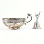 925 SILVER CUP BOWL & LAMA HANDLED BELL