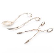 GEORG JENSEN SILVER ORNAMENTAL COLLECTION SPOON FORK TONGS 1918C