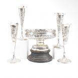 DASS & DUTT INDIAN SILVER BOWL & FLUTED VASE CENTRE PIECE SET