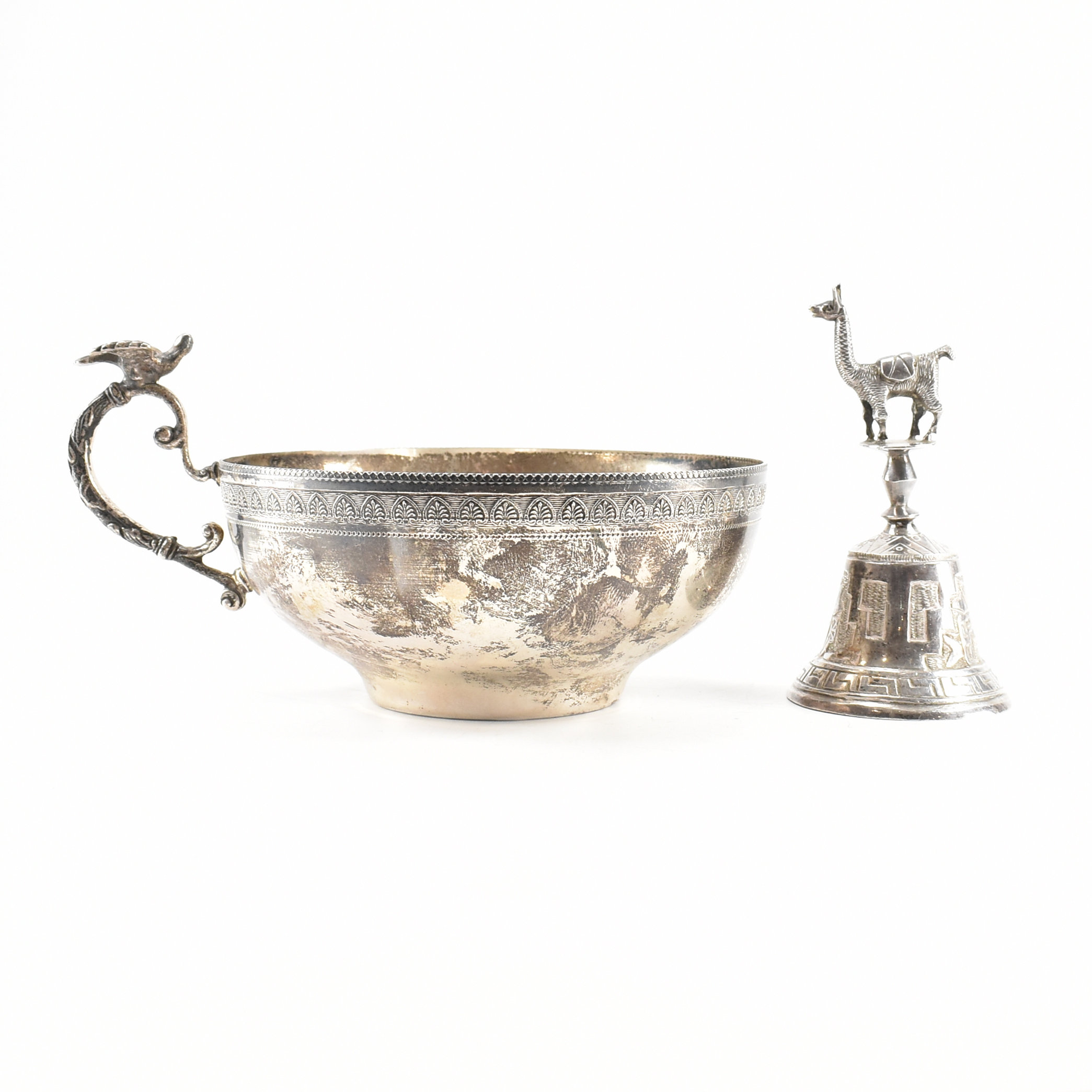 925 SILVER CUP BOWL & LAMA HANDLED BELL - Image 9 of 9