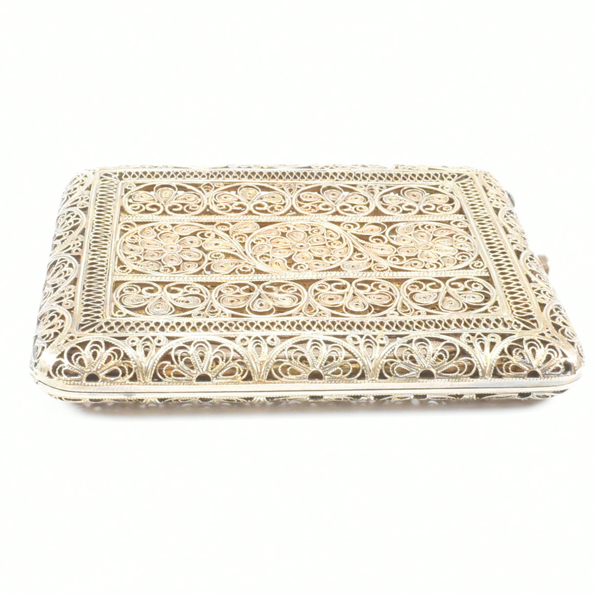 WHITE METAL FILIGREE GILDED CIGARETTE CASE - Image 8 of 10