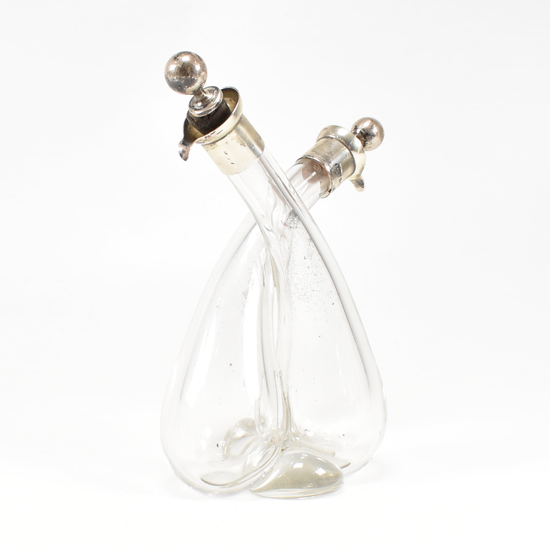 GEORGE V HALLMARKED SILVER MOUNTED OIL & VINEGAR BOTTLE - Image 7 of 7