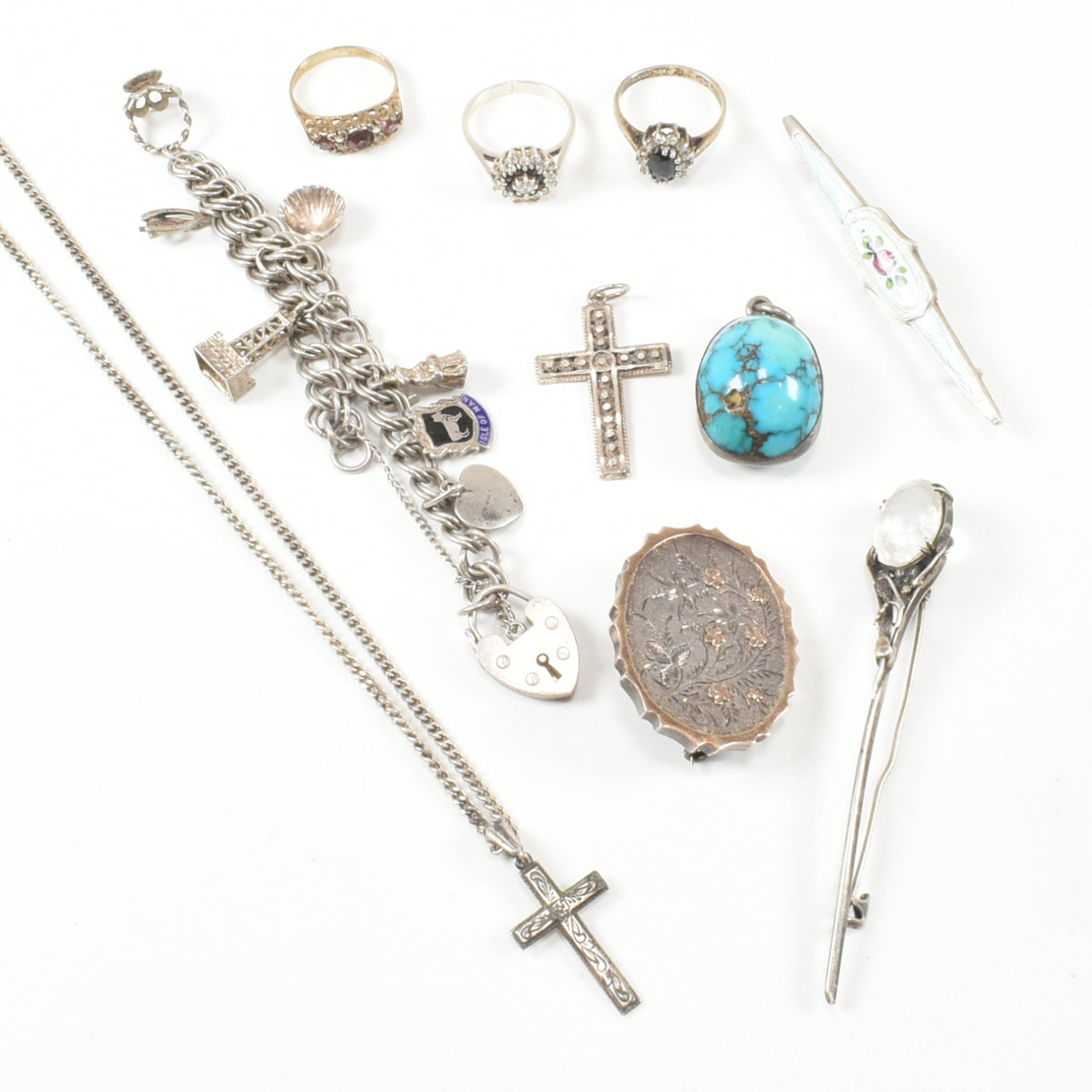 COLLECTION OF HALLMARKED SILVER STERLING & WHITE METAL JEWELLERY - Image 6 of 7