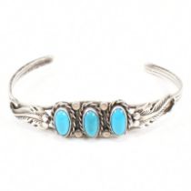 CONTEMPORARY WHITE METAL & TURQUOISE CUFF BANGLE