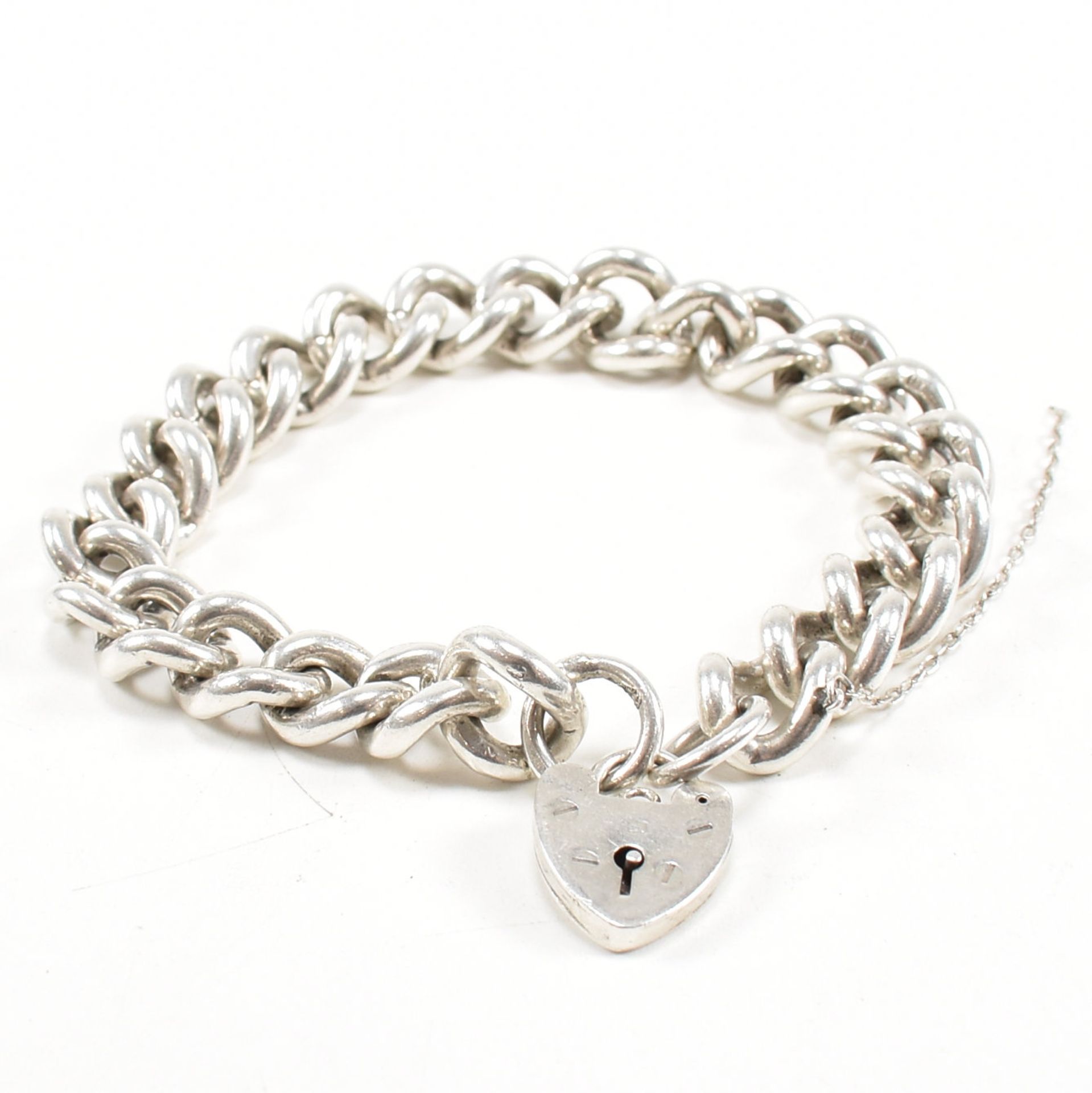 1960S HALLMARKED SILVER CURB LINK BRACELET WITH PADLOCK CLASP - Image 6 of 6