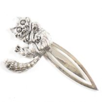 CONTEMPORARY SILVER NOVELTY CHESHIRE CAT BOOK MARK