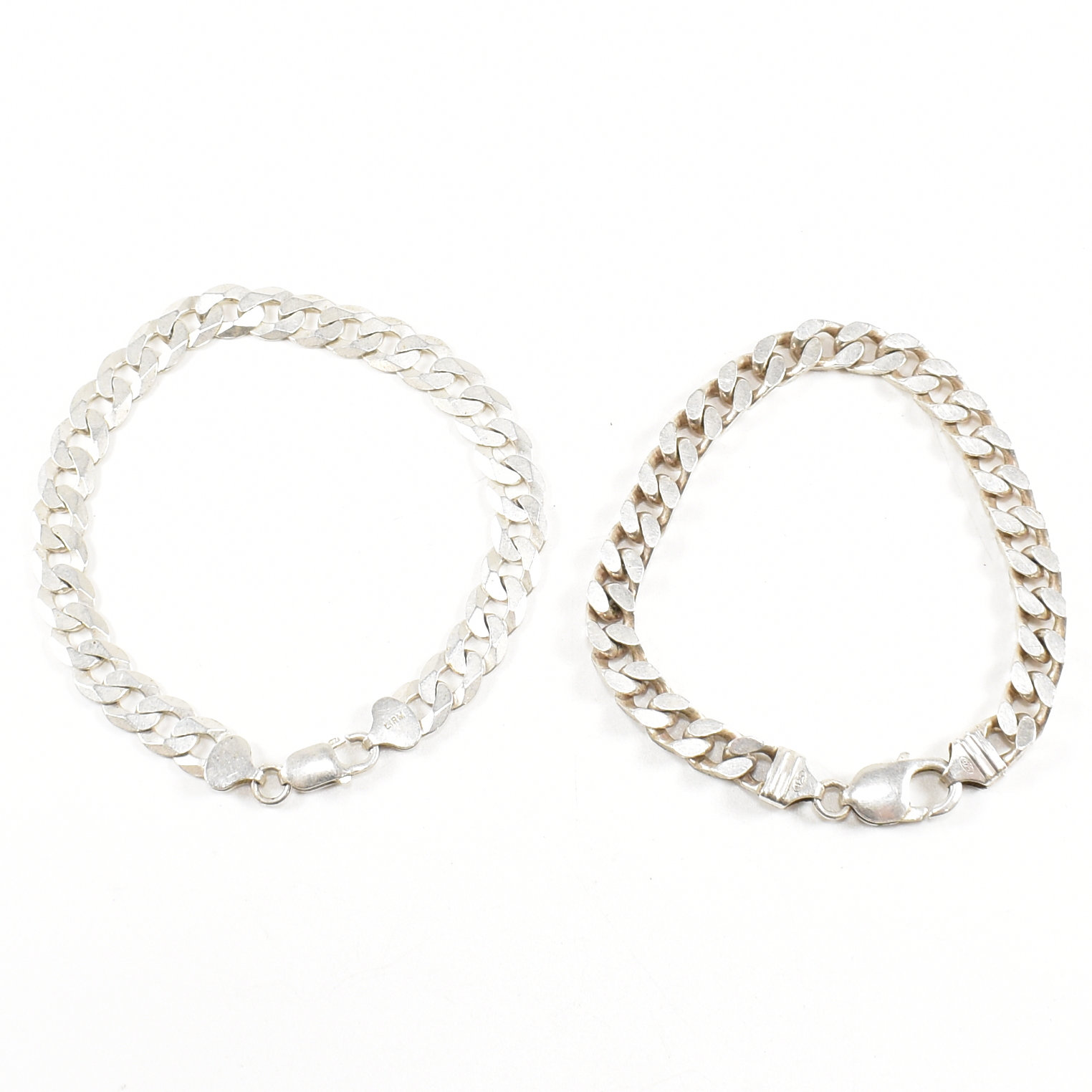 TWO CONTEMPORARY 925 SILVER CUBAN LINK BRACELETS - Image 3 of 7