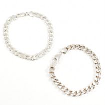 TWO CONTEMPORARY 925 SILVER CUBAN LINK BRACELETS