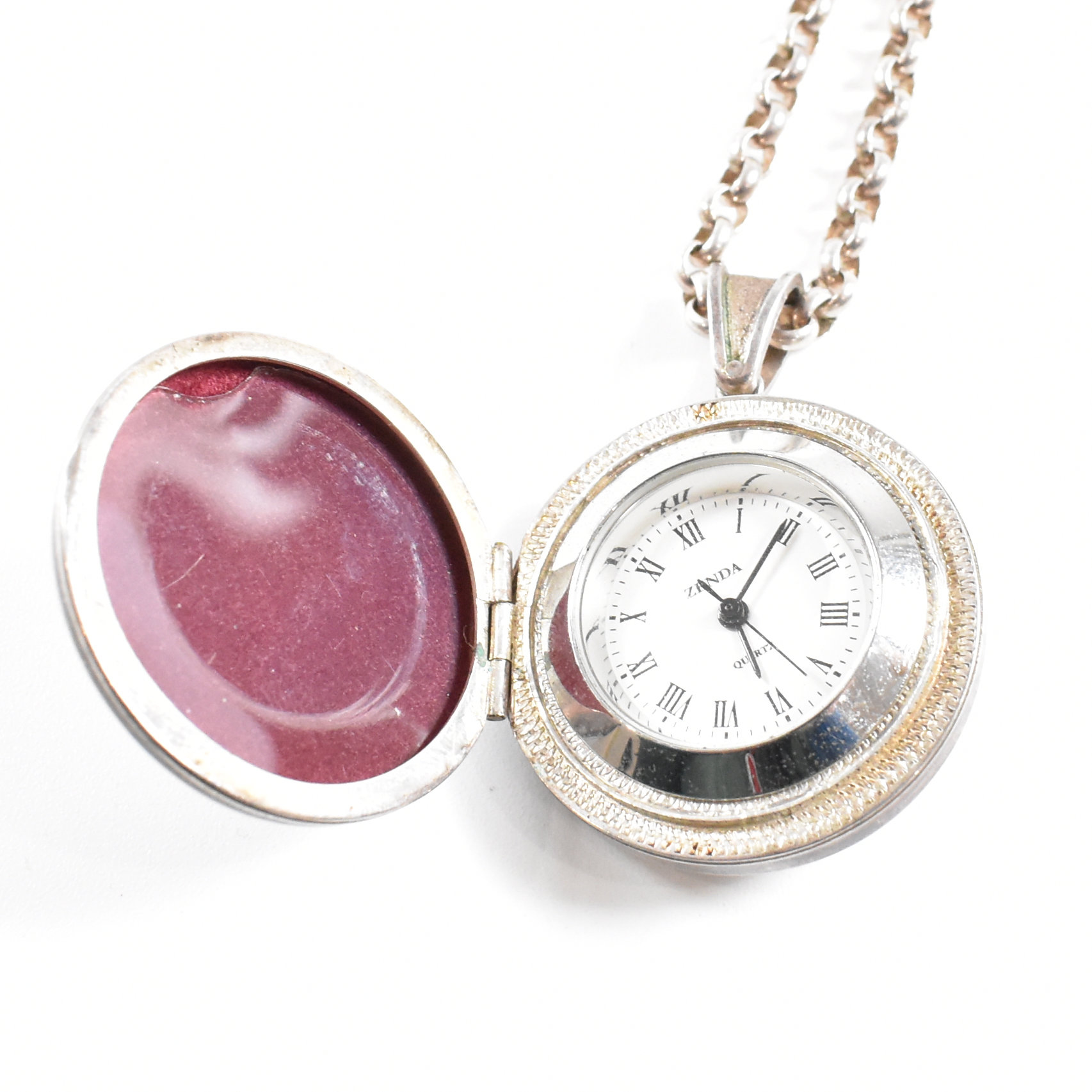 HALLMARKED SILVER LOCKET WATCH PENDANT NECKLACE - Image 5 of 7