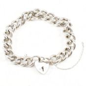 1960S HALLMARKED SILVER CURB LINK BRACELET WITH PADLOCK CLASP