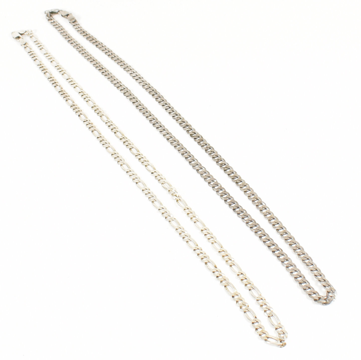 TWO 925 SILVER CURB LINK CHAIN NECKLACES - Image 4 of 6