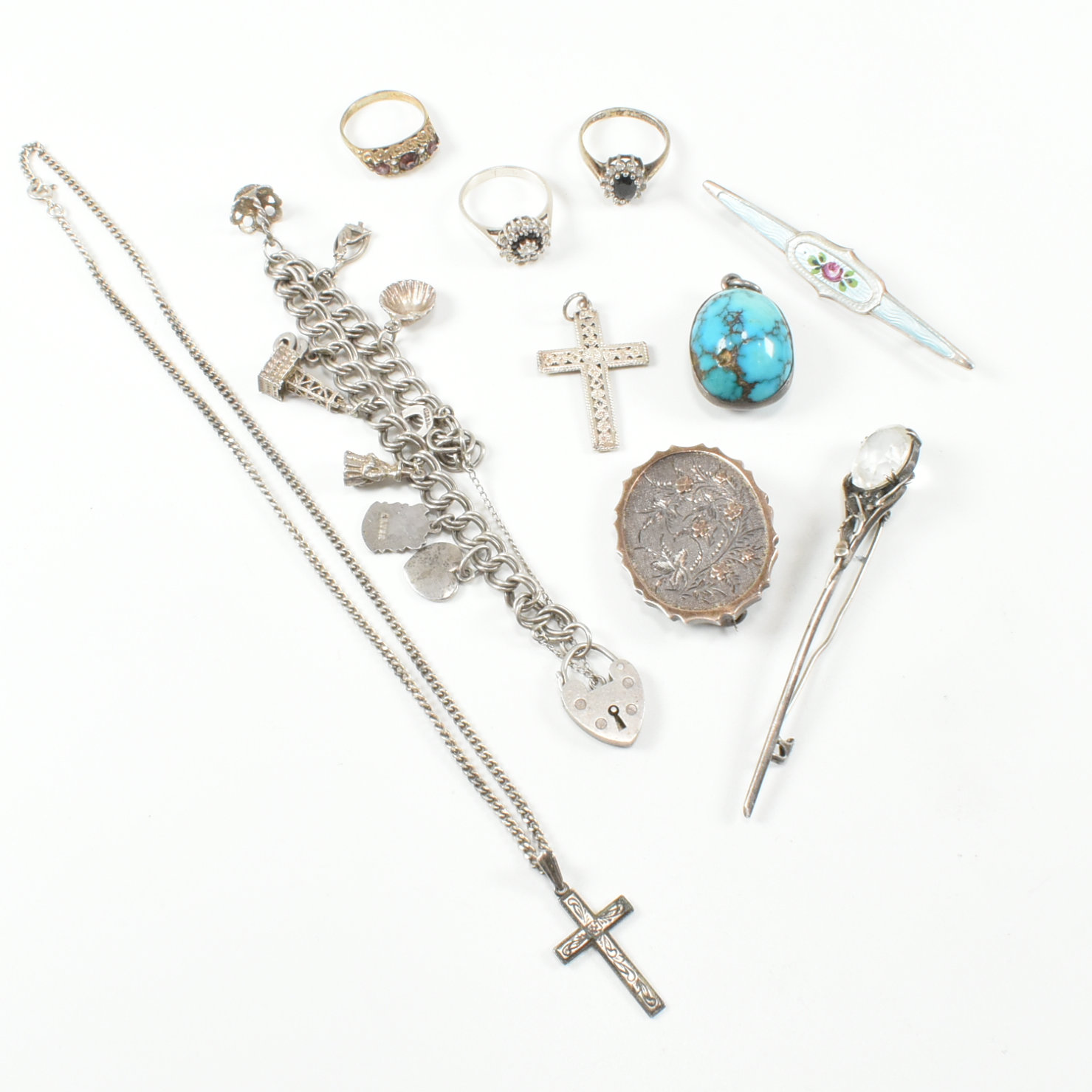 COLLECTION OF HALLMARKED SILVER STERLING & WHITE METAL JEWELLERY