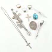 COLLECTION OF HALLMARKED SILVER STERLING & WHITE METAL JEWELLERY