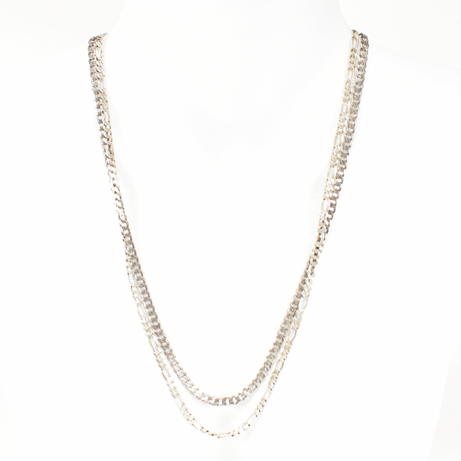 TWO 925 SILVER CURB LINK CHAIN NECKLACES