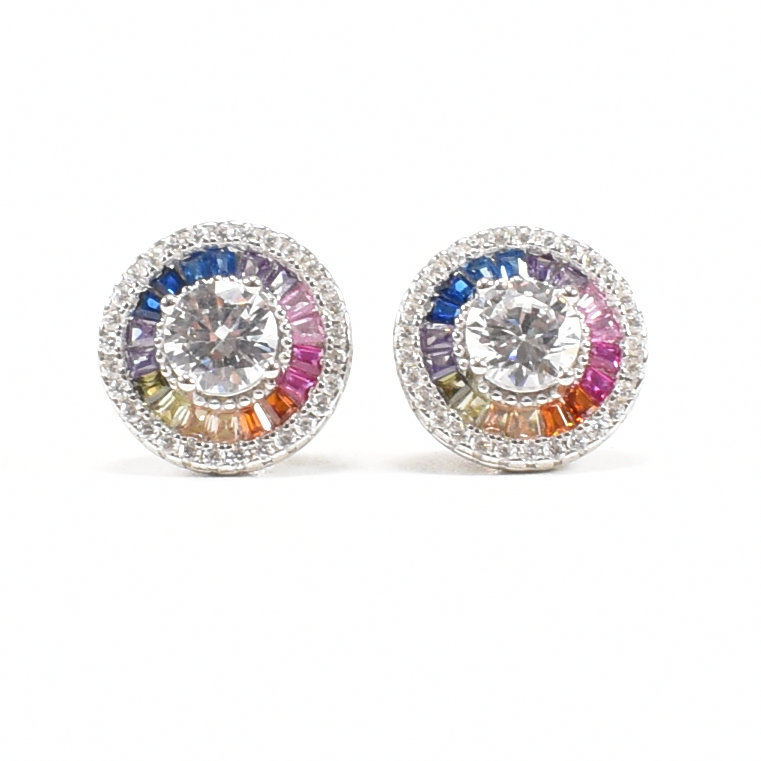 PAIR OF CONTEMPORARY SILVER & CZ TARGET STUD EARRINGS - Image 6 of 6