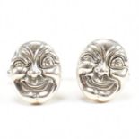 PAIR OF CONTEMPORARY SILVER NOVELTY MOON FACE CUFFLINKS