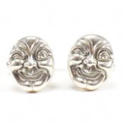 PAIR OF CONTEMPORARY SILVER NOVELTY MOON FACE CUFFLINKS