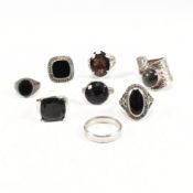 COLLECTION OF 925 SILVER GEM SET RINGS