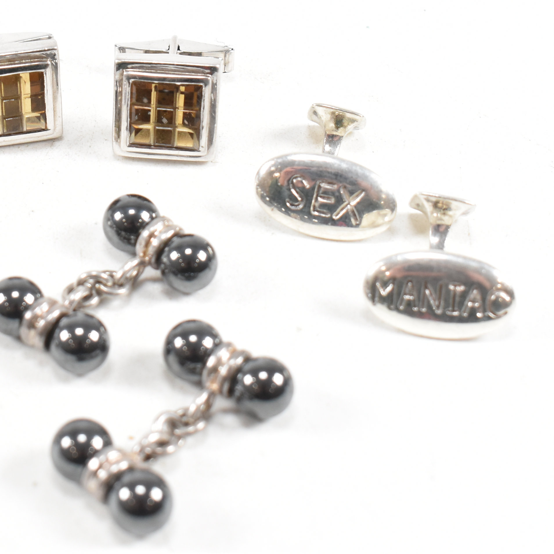 SELECTION OF 925 SILVER & GEM SET CUFFLINKS - Image 5 of 8