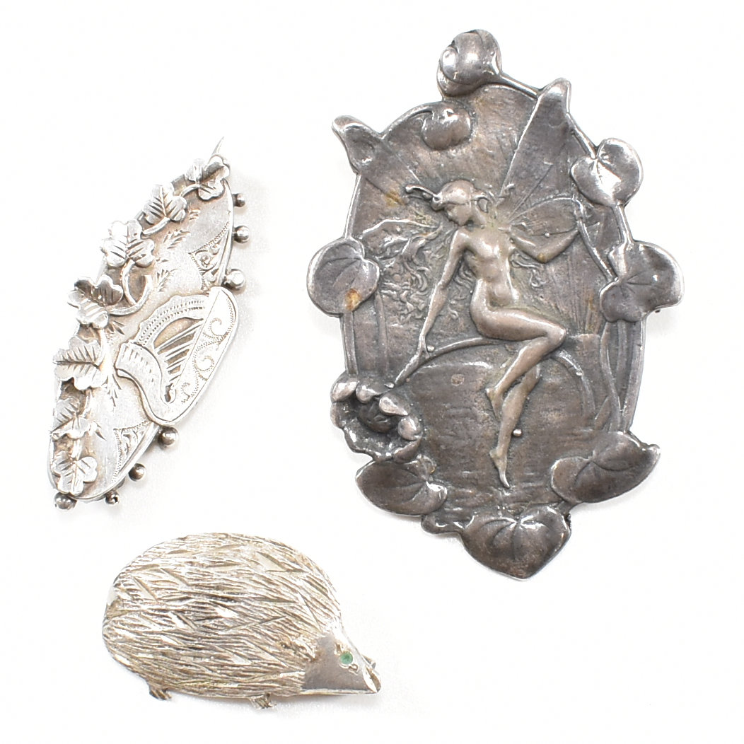 THREE SILVER BROOCHES HALLMARKED & 925 SILVER