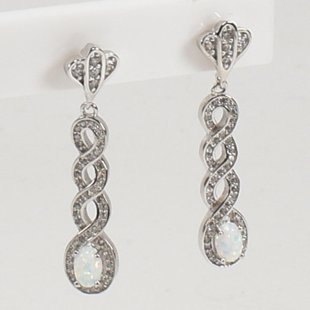 PAIR OF CONTEMPORARY SILVER & OPALITE DROP EARRINGS - Image 5 of 8