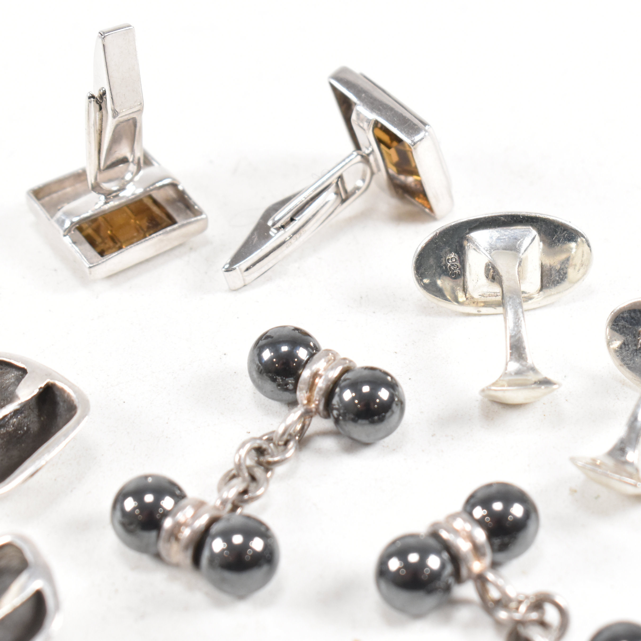 SELECTION OF 925 SILVER & GEM SET CUFFLINKS - Image 8 of 8