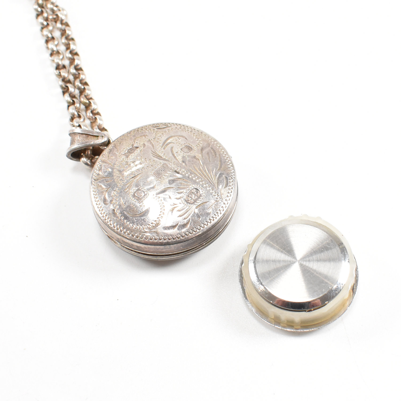 HALLMARKED SILVER LOCKET WATCH PENDANT NECKLACE - Image 3 of 7