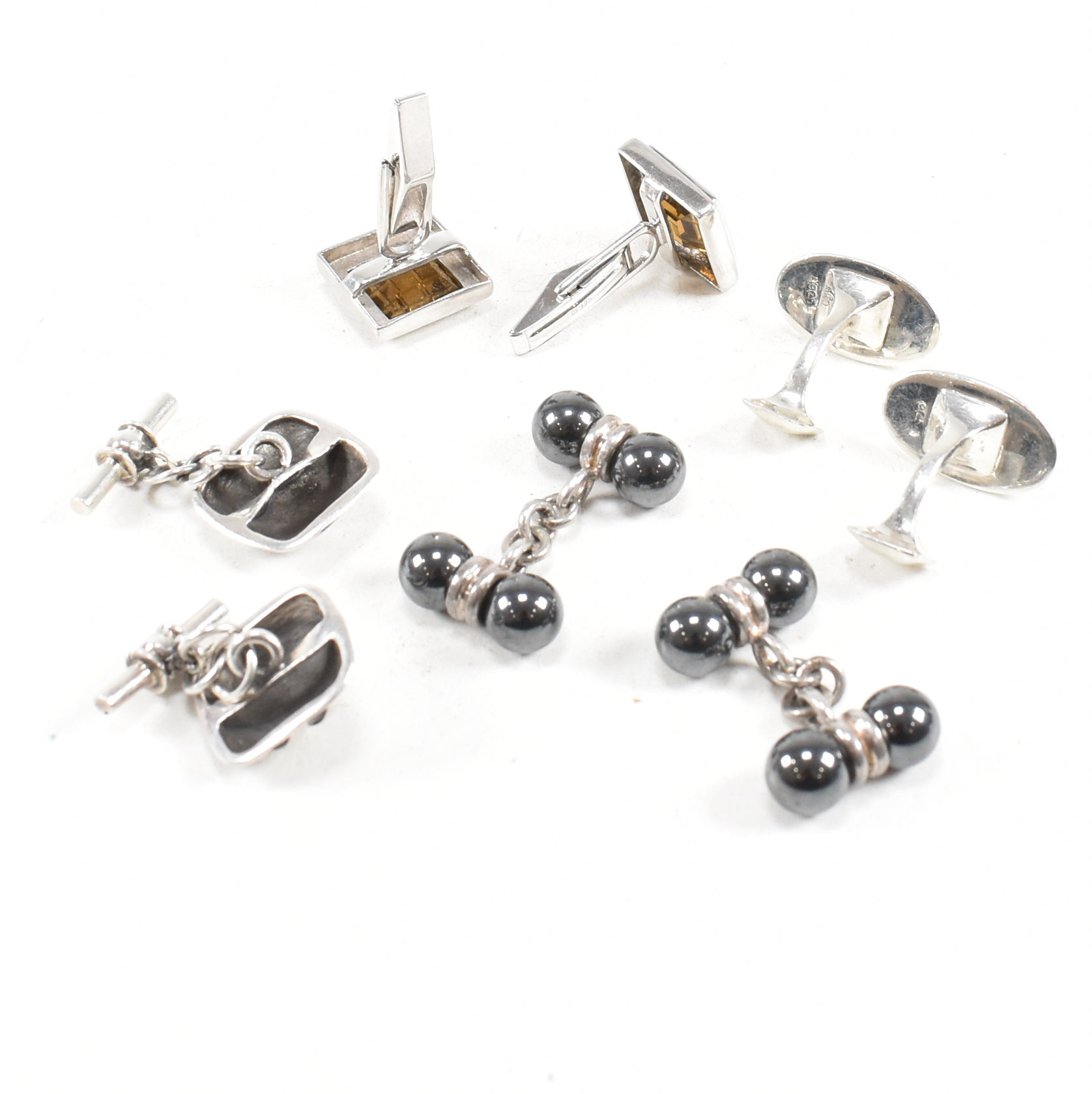 SELECTION OF 925 SILVER & GEM SET CUFFLINKS - Image 7 of 8