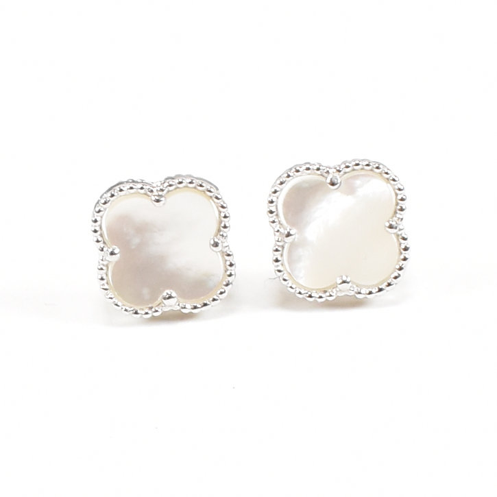 PAIR OF SILVER & MOTHER OF PEARL STUD EARRINGS - Image 4 of 8