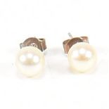 PAIR OF CONTEMPORARY FRESH WATER PEARL & SILVER STUD EARRINGS