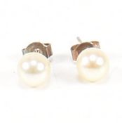 PAIR OF CONTEMPORARY FRESH WATER PEARL & SILVER STUD EARRINGS