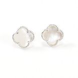 PAIR OF SILVER & MOTHER OF PEARL STUD EARRINGS