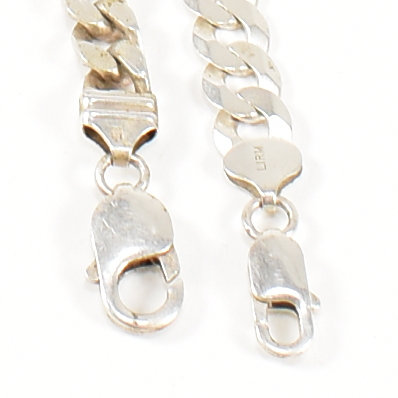 TWO CONTEMPORARY 925 SILVER CUBAN LINK BRACELETS - Image 5 of 7