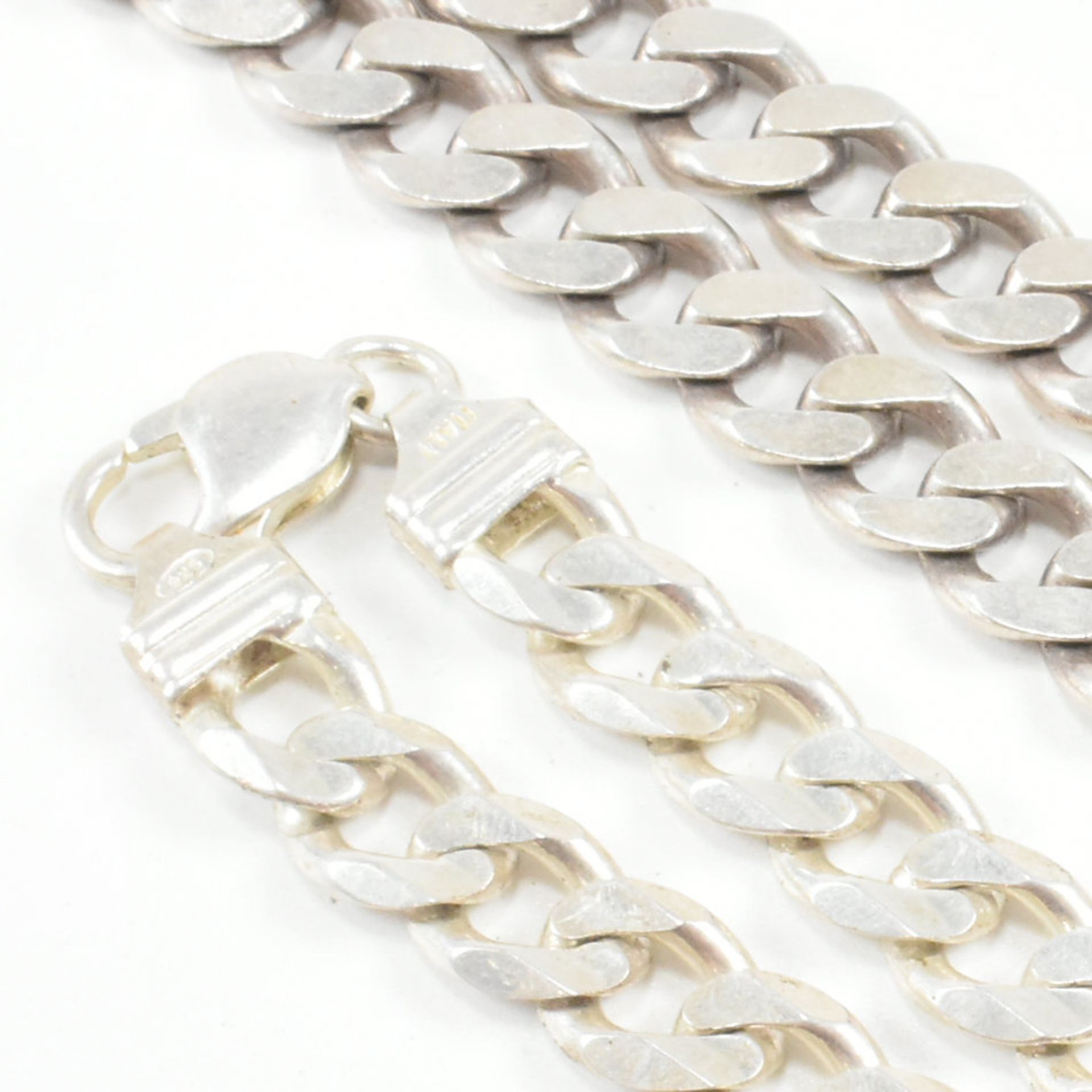 CONTEMPORARY ITALIAN 925 SILVER CURB LINK CHAIN & BRACELET - Image 3 of 7