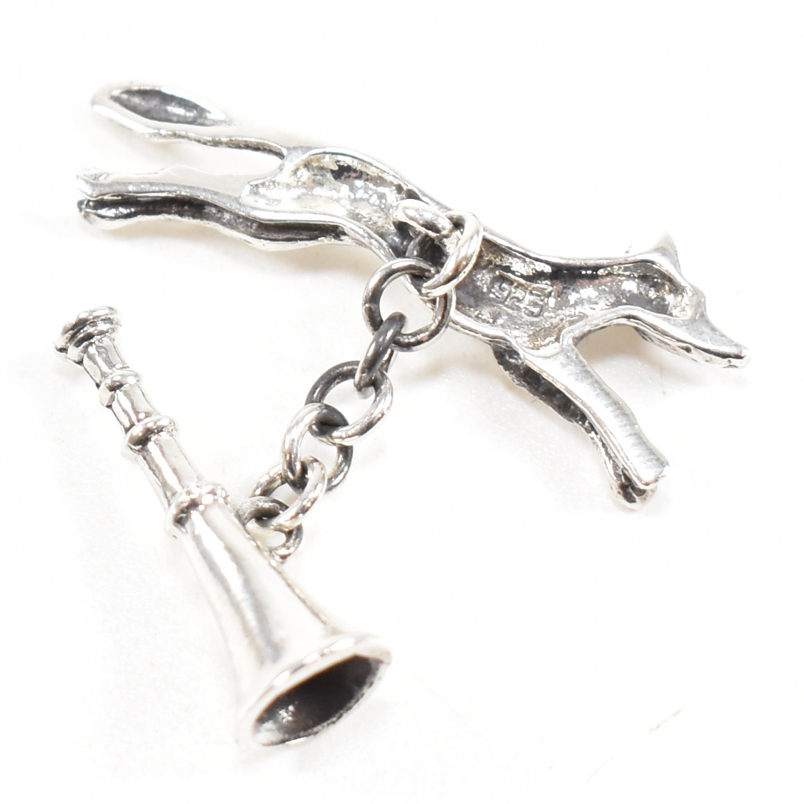 PAIR OF CONTEMPORARY SILVER CUFFLINKS NOVELTY FOX & HORN - Image 4 of 5