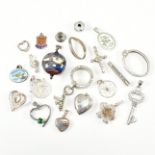 COLLECTION OF ASSORTED SILVER NECKLACE PENDANTS & CHARMS