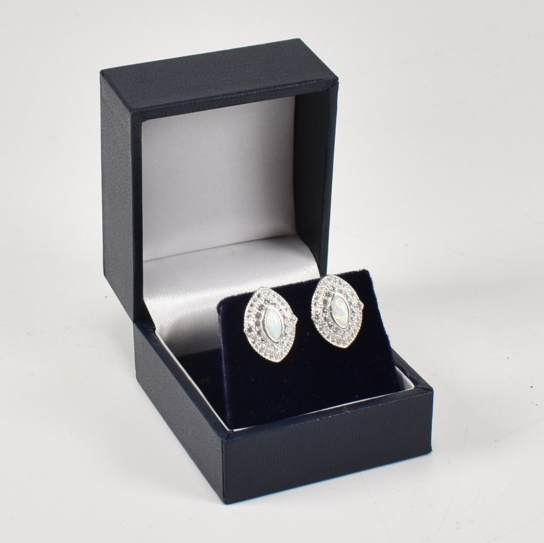 PAIR OF CONTEMPORARY CZ & OPALITE PANELLED STUD EARRINGS - Image 2 of 5