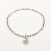 925 SILVER & WHITE STONE CHAIN NECKLACE & CHARM
