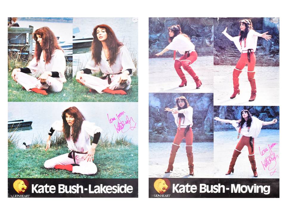 KATE BUSH - TWO VINTAGE AUTOGRAPHED MUSIC POSTERS