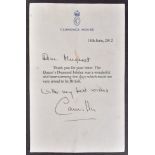 CAMILLA QUEEN CONSORT - AUTOGRAPHED TYPED LETTER