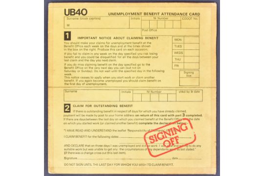 UB40 - AUTOGRAPHED 'SIGNING OFF' DEBUT VINYL RECORD LP - Image 2 of 7