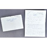 DAME AGATHA CHRISTIE - AUTOGRAPHED HANDWRITTEN LETTER