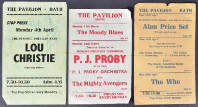 1960S MUSIC - ORIGINAL BATH PAVILION FLYERS - THE WHO ETC