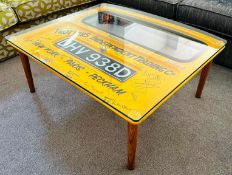 ONLY FOOLS & HORSES - RELIANT REGAL VAN DOOR CUSTOM COFFEE TABLE SIGNED