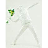 BANKSY - LIITA FLOWER THROWER - WHITE RESIN SCULPTURE 2017