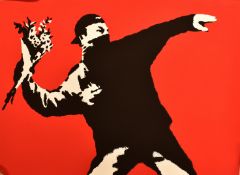 WEST COUNTRY PRINCE BANKSY - LIITA - FLOWER THROWER RED PRINT