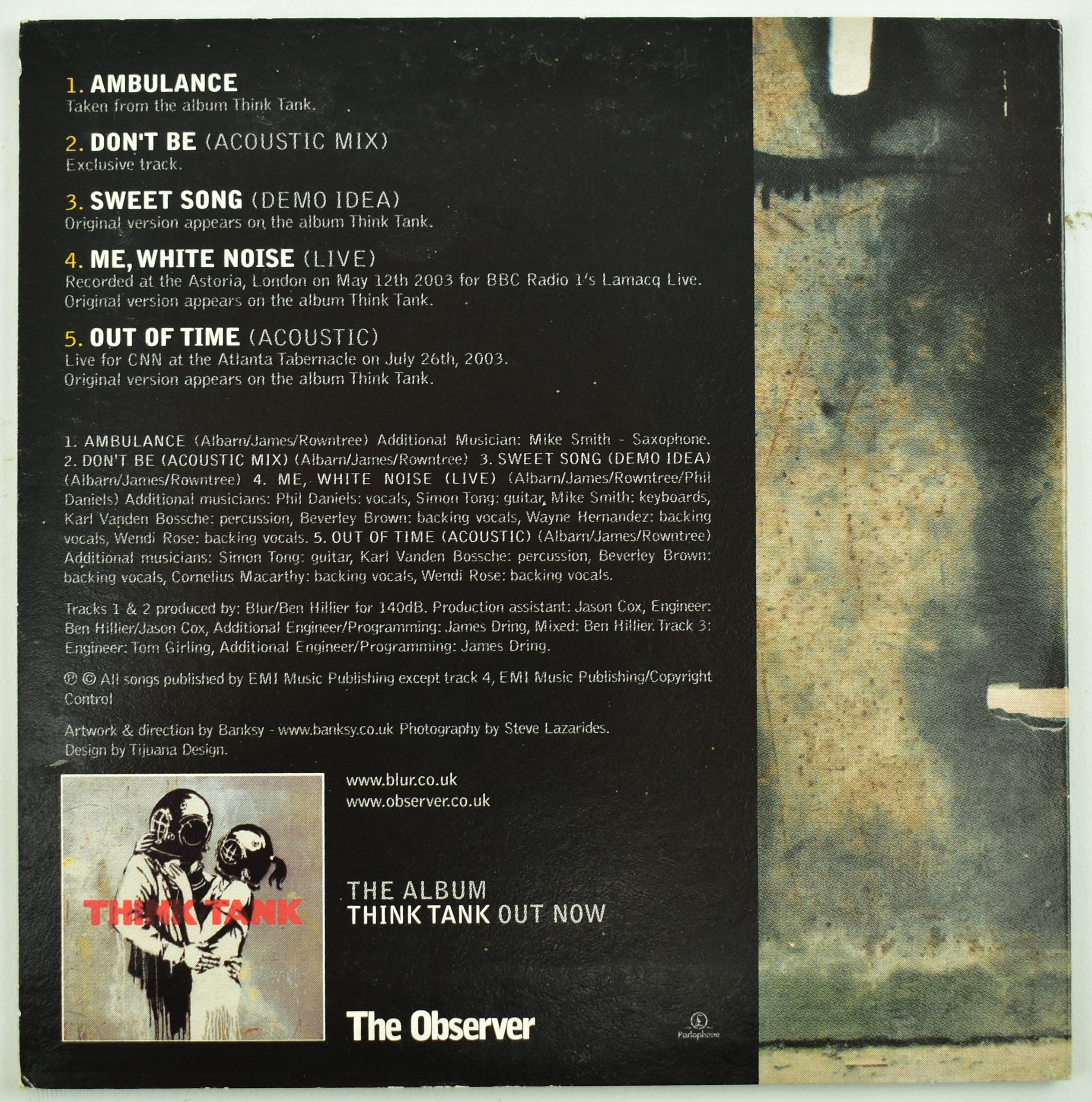 BLUR - THINK TANK, 2003 - EXCLUSIVE 5 TRACK CD FOR THE OBSERVER - Image 2 of 3