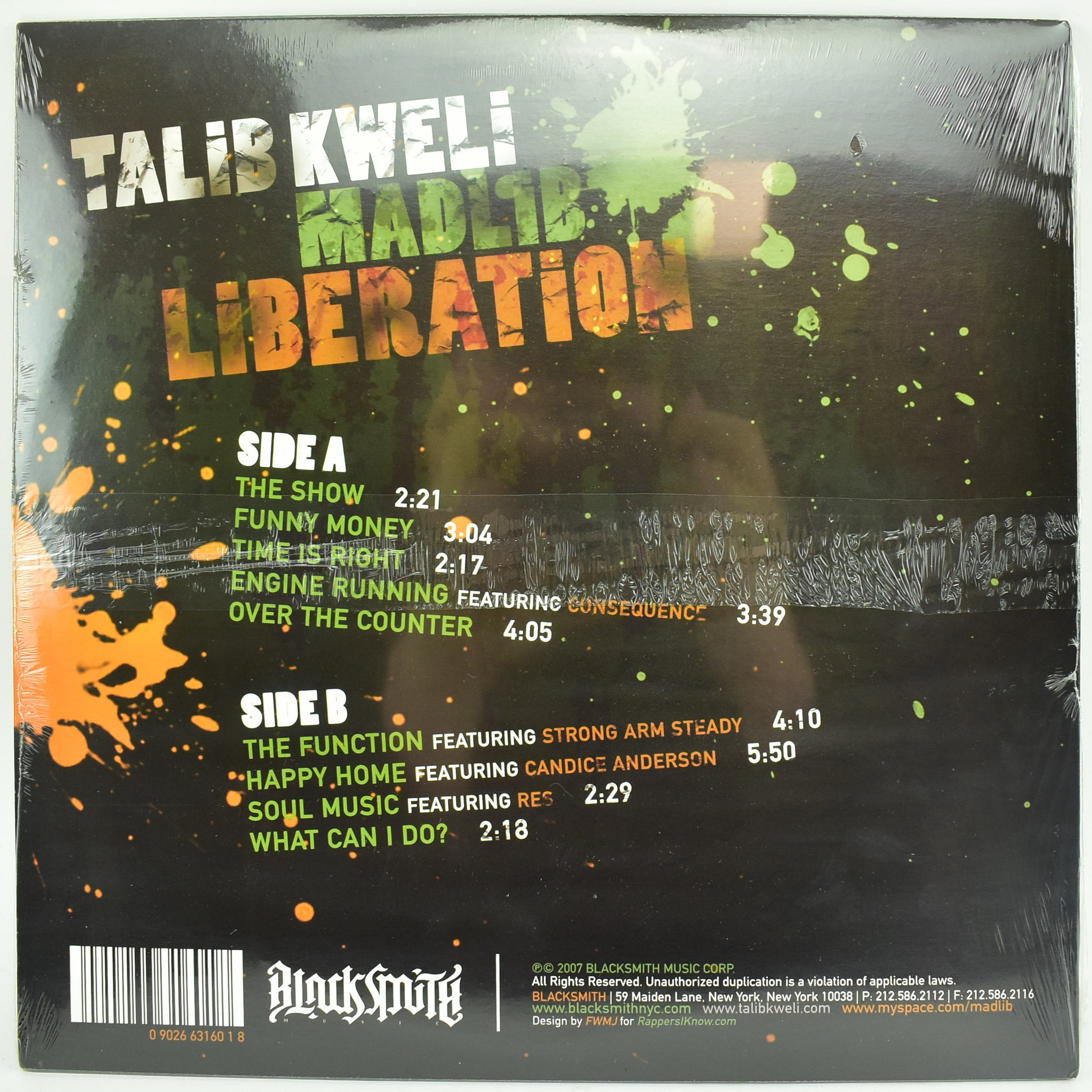 TALIB KWELI & MADLIB - LIBERATION VINYL LP - LIMITED EDITION - Image 3 of 3