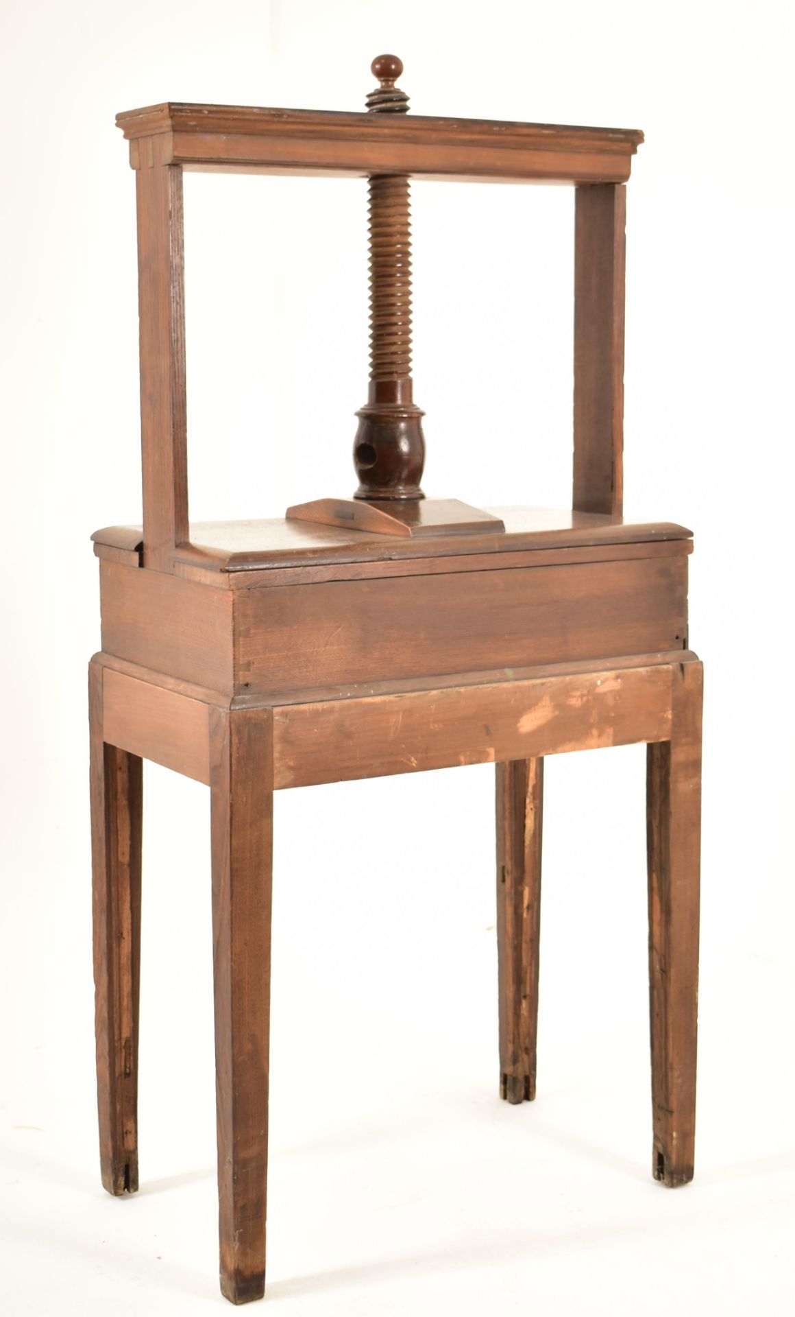 GEORGE III 18TH CENTURY OAK BOOK PRESS ON STAND - Image 9 of 9